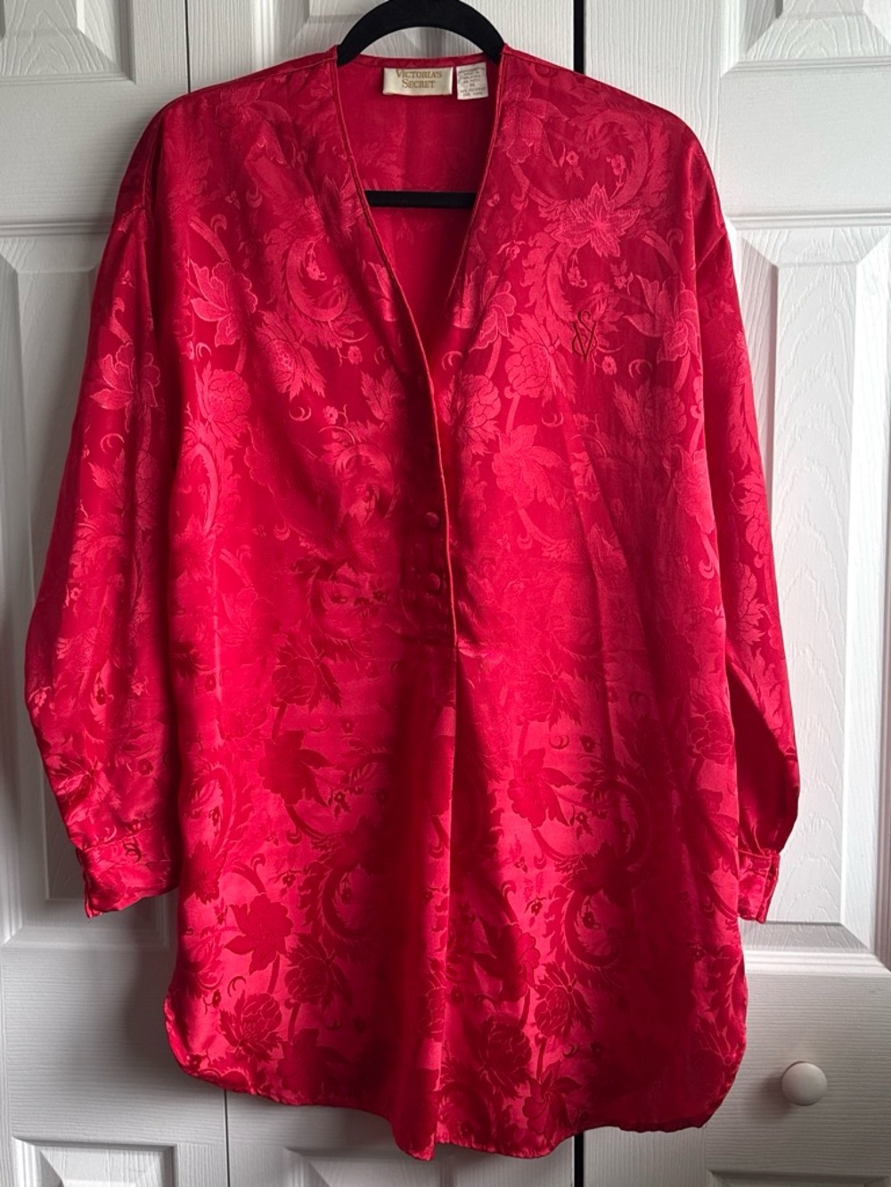 Vintage Victoria's Secret Gold Label Silky Button Sleep Shirt Pajamas Medium